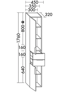 sanibel-Hochschrank 2.0 FLEX HS3037L links 300x1760mm Eiche Rost – Bild 3