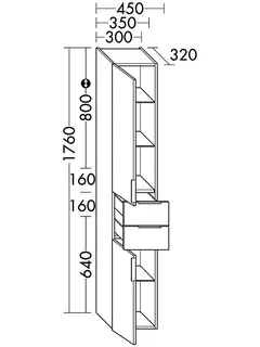 sanibel-Hochschrank 2.0 FLEX HS3537L links 350x1760mm Eiche Rost – Bild 2