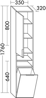 sanibel-Hochschrank 2.0 FLEX HS3542L links 350x1760mm Graphit Matt – Bild 2