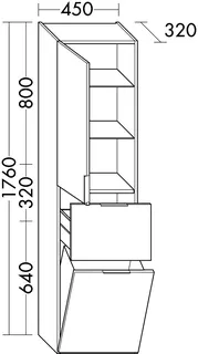 sanibel-Hochschrank 2.0 FLEX HSKV045L links 450x1760mm Graphit Matt – Bild 2