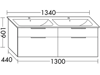 sanibel-Waschtisch-Unterbau 2.0 FLEX SFQQ130 1300mm 2 Schubl/2 Auszüge Graphit Matt – Bild 2