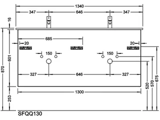 sanibel-Waschtisch-Unterbau 2.0 FLEX SFQQ130 1300mm 2 Schubl/2 Auszüge Eiche Rost – Bild 2