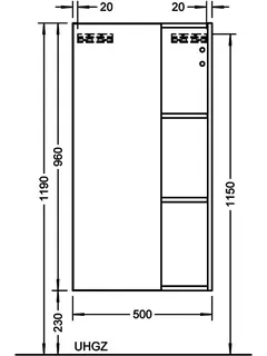 sanibel-Mittelschrank 2.0 FLEX UHGZ050L links 500x980mm Eiche Rost – Bild 2