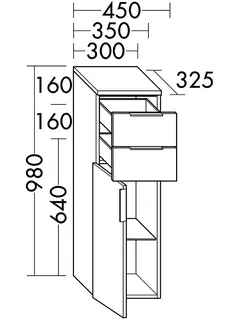 sanibel-Mittelschrank 2.0 FLEX UHIG030L links 300x980mm Graphit Matt – Bild 2