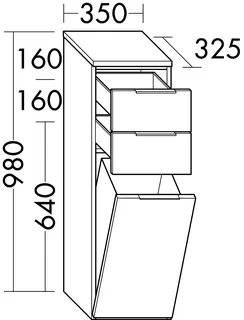 sanibel-Mittelschrank 2.0 FLEX UHIK035 350x980mm Eiche Rost – Bild 2