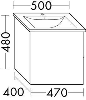 sanibel-Waschtisch-Unterbau 2.0 FLEX WVBQ045L 470mm breit Tür links Weiß Matt – Bild 2