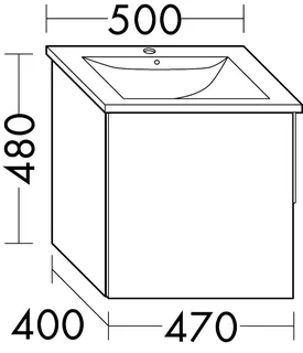 sanibel-Waschtisch-Unterbau 2.0 FLEX WVBQ045L 470mm breit Tür links Marone Trüffel – Bild 2
