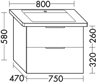 sanibel-Waschtisch-Unterbau 2.0 FLEX WVKT075 750mm breit Schubl/Auszug Graphit Matt – Bild 3