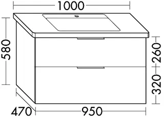 sanibel-Waschtisch-Unterbau 2.0 FLEX WVKT095 950mm breit Schubl/Auszug Eiche Rost – Bild 4