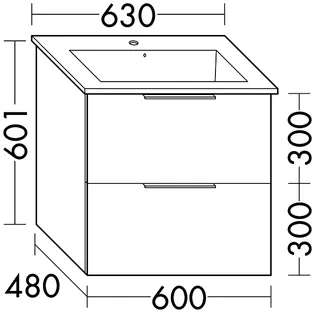 sanibel-Waschtisch-Unterbau 2.0 FLEX WVLB060 600mm breit Schubl/Auszug Eiche Rost – Bild 2