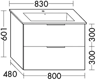 sanibel-Waschtisch-Unterbau 2.0 FLEX WVLB080 800mm breit Schubl/Auszug Eiche Rost – Bild 2