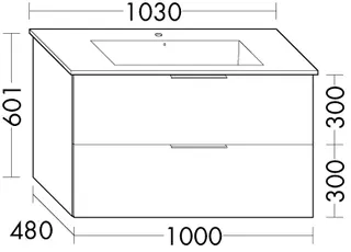 sanibel-Waschtisch-Unterbau 2.0 FLEX WVLB100 1000mm breit Schubl/Auszug Graphit Matt – Bild 2