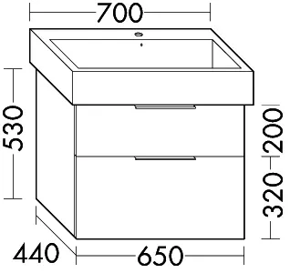 sanibel-Waschtisch-Unterbau 2.0 FLEX WVLD065 650mm breit Schubl/Auszug Eiche Rost – Bild 2
