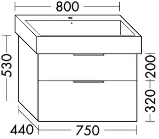 sanibel-Waschtisch-Unterbau 2.0 FLEX WVLD075 750mm breit Schubl/Auszug Eiche Rost – Bild 3