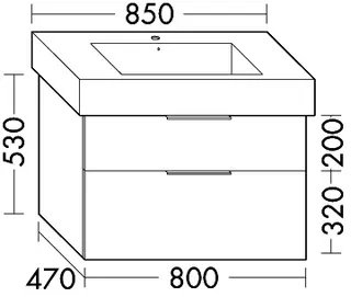 sanibel-Waschtisch-Unterbau 2.0 FLEX WVLD080 800mm breit Schubl/Auszug Eiche Rost – Bild 2
