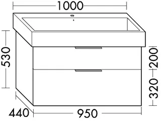 sanibel-Waschtisch-Unterbau 2.0 FLEX WVLD095 950mm breit Schubl/Auszug Eiche Rost – Bild 2