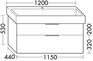 sanibel-Waschtisch-Unterbau 2.0 FLEX WVLD115 1150mm breit Schubl/Auszug Eiche Merino