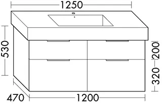 sanibel-Waschtisch-Unterbau 2.0 FLEX WVLD120 1200mm 2 Schubl/2 Auszüge Graphit Matt – Bild 2