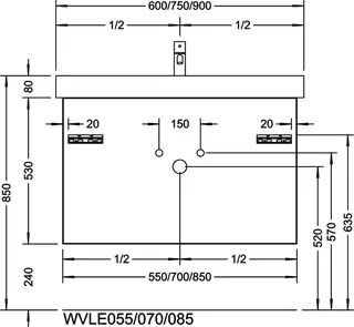 sanibel-Waschtisch-Unterbau 2.0 FLEX WVLE085 850mm breit Schubl/Auszug Eiche Rost – Bild 3