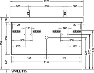 sanibel-Waschtisch-Unterbau 2.0 FLEX WVLE115 1150mm 2 Schubl/2 Auszüge Eiche Rost – Bild 2