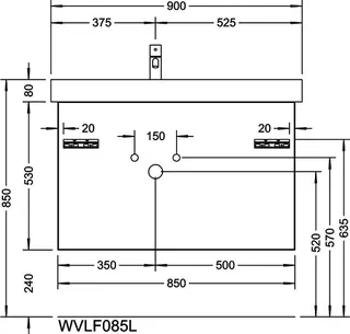 sanibel-Waschtisch-Unterbau 2.0 FLEX WVLF085L 850mm breit Schubl/Auszug Eiche Rost – Bild 2