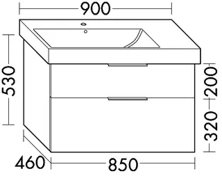 sanibel-Waschtisch-Unterbau 2.0 FLEX WVLF085L 850mm breit Schubl/Auszug Eiche Rost – Bild 3