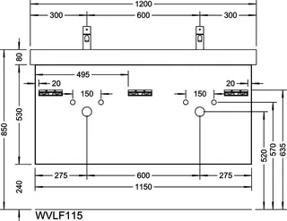 sanibel-Waschtisch-Unterbau 2.0 FLEX WVLF115 1150mm 2 Schubl/2 Auszüge Eiche Rost – Bild 2