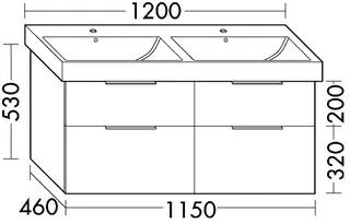 sanibel-Waschtisch-Unterbau 2.0 FLEX WVLF115 1150mm 2 Schubl/2 Auszüge Graphit Matt – Bild 3