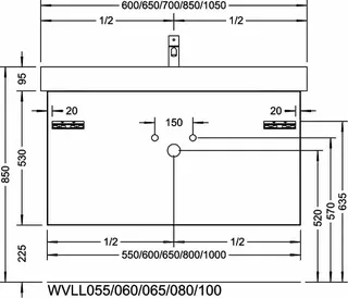 sanibel-Waschtisch-Unterbau 2.0 FLEX WVLL055 550mm breit Schubl/Auszug Graphit Matt – Bild 2