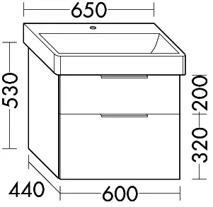sanibel-Waschtisch-Unterbau 2.0 FLEX WVLL060 600mm breit Schubl/Auszug Eiche Rost – Bild 2