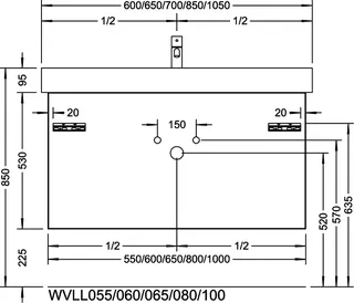 sanibel-Waschtisch-Unterbau 2.0 FLEX WVLL065 650mm breit Schubl/Auszug Graphit Matt – Bild 2