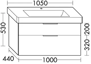 sanibel-Waschtisch-Unterbau 2.0 FLEX WVLL100 1000mm breit Schubl/Auszug Eiche Rost – Bild 2