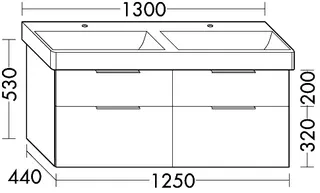 sanibel-Waschtisch-Unterbau 2.0 FLEX WVLL125 1250mm 2 Schubl/2 Auszüge Eiche Rost – Bild 2