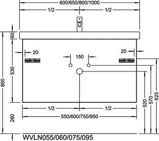 sanibel-Waschtisch-Unterbau 2.0 FLEX WVLN055 550mm breit Schubl/Auszug Graphit Matt – Bild 2