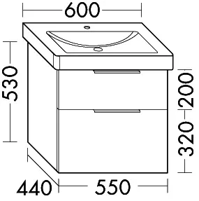 sanibel-Waschtisch-Unterbau 2.0 FLEX WVLN055 550mm breit Schubl/Auszug Eiche Rost – Bild 2