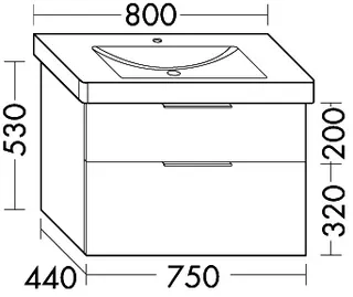 sanibel-Waschtisch-Unterbau 2.0 FLEX WVLN075 750mm breit Schubl/Auszug Graphit Matt – Bild 2