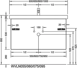 sanibel-Waschtisch-Unterbau 2.0 FLEX WVLN075 750mm breit Schubl/Auszug Eiche Rost – Bild 2