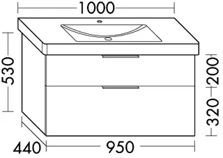 sanibel-Waschtisch-Unterbau 2.0 FLEX WVLN095 950mm breit Schubl/Auszug Graphit Matt – Bild 2