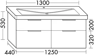 sanibel-Waschtisch-Unterbau 2.0 FLEX WVLO125 1250mm 2 Schubl/2 Auszüge Eiche Urban – Bild 2