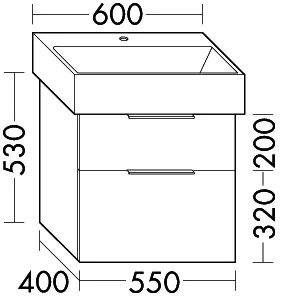 sanibel-Waschtisch-Unterbau 2.0 FLEX WVLS055 550mm breit Schubl/Auszug Eiche Rost – Bild 2