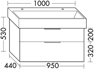 sanibel-Waschtisch-Unterbau 2.0 FLEX WVLS095 950mm breit Schubl/Auszug Eiche Rost – Bild 2