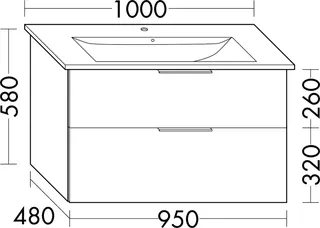 sanibel-Waschtisch-Unterbau 2.0 FLEX WVLV095 950mm breit Schubl/Auszug Basaltgrau – Bild 2