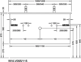 sanibel-Waschtisch-Unterbau 2.0 FLEX WVLV115 1150mm breit Schubl/Auszug Eiche Rost – Bild 2