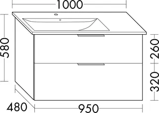 sanibel-Waschtisch-Unterbau 2.0 FLEX WVLW095L 950mm breit Schubl/Auszug Eiche Rost – Bild 2