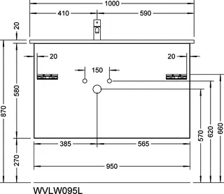 sanibel-Waschtisch-Unterbau 2.0 FLEX WVLW095L 950mm breit Schubl/Auszug Basaltgrau – Bild 3