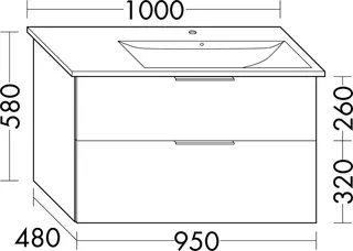 sanibel-Waschtisch-Unterbau 2.0 FLEX WVLW095R 950mm breit Schubl/Auszug Graphit Matt – Bild 2