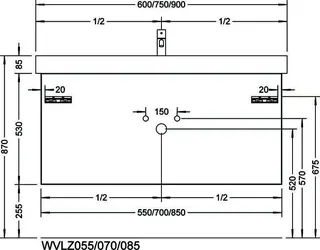sanibel-Waschtisch-Unterbau 2.0 FLEX WVLZ055 550mm breit Schubl/Auszug Graphit Matt – Bild 3