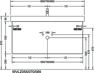 sanibel-Waschtisch-Unterbau 2.0 FLEX WVLZ055 550mm breit Schubl/Auszug Weiß Matt – Bild 3