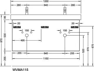 sanibel-Waschtisch-Unterbau 2.0 FLEX WVMA115 1150mm 2 Schubl/2 Auszüge Weiß Matt – Bild 2
