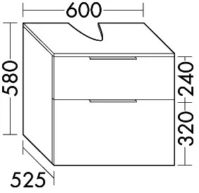 sanibel-Waschtisch-Unterbau UNI 2.0 FLEX WVMB060 600mm breit Schubl/Auszug Eiche Rost – Bild 2